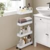 Songmics Storage Trolley, Slim Trolley, 4-lags køkkenopbevaringsvogn, smal gap badeværelse vogn med hjul og håndtag, 40 x 13 x 93 cm, hvid KSC018W01 - Billede 2