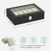 Watch Box med 12 slots, urkasse med glas låg, ur displayboks, metallak, grønlig beige foring - Billede 7