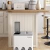 Songmics Pedal Bin, 3 X 8L Recycling Bin, 3-Compartment Metal Rubbish Bin, Waste Separation til Kitchen, Inkluder 15 skraldesposer, let at rense, stål, hvid og grå LTB24WT - Billede 2