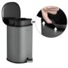 Songmics Rubbish Bin, 5 L Badeværelsesbakke, stålpedalbakke, med indre spand, blødt tæt låg og håndtag til badeværelse, toilet, grå og sort LTB14GS - Billede 3