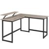 Vasagle Computer Desk, L-formet Writing Workstation, Industrial Corner Desk med Monitor Stand, til hjemmekontorstudie og spil, rumbesparelse, let samling, Greige og Black LWD056B02