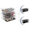 Songmics Makeup Organizer, 2-delt opbevaringsbokse til smykker og kosmetik, Stackable, med 5 skuffer, gennemsigtige polystyren JMU32TP - Billede 4