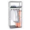 Stofgarderobe, Foldegarderobe med Hængestang, Simpelt Tøjstativ, Opbevaringsenhed til Tasker, Legetøj, Sko, Stue, Soveværelse, Garderobe, 75 X 45 X 160 Cm, Sort Bagside83h - Billede 4
