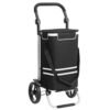 Songmics indkøbsvogn, sammenfoldelig indkøbskurv, solid, isoleret kølepose, 35L, aftagelig rygsæk, sort