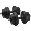 Songmics Sæt med 2 håndvægte, 2 x 10 kg, justerbare vægte, til mænd Kvinder træning, fitnessuddannelse, vægtløftning hjemme gymnastiksal, sort syl20HV1