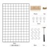 Songmics Grid -paneler, sæt med 2, fotovægskærm, metal mesh vægindretning, multifunktionel hængende billedvæg, DIY, kunstdisplay, s krog, klip, hamp ledning, sort LPP02H - Billede 5
