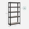 Songmics stående hylder, reoler, opbevarings hylder, 5 hylder, 30 x 75 x 150 cm, naturlig sort - Billede 3