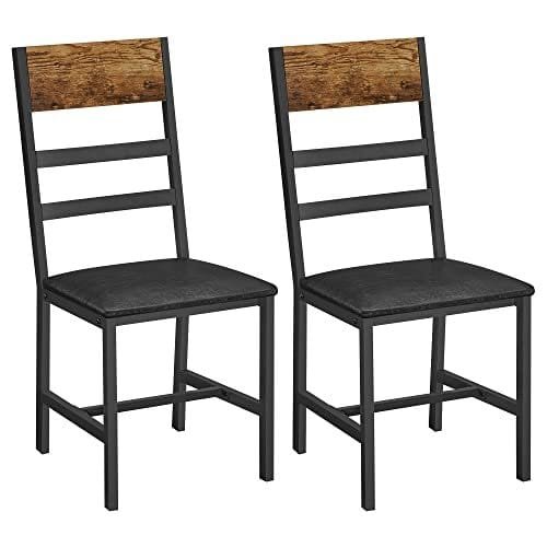 To moderne spisebordsstole med metalramme og træryg i vintage design.