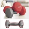 Songmics sæt med 2 håndvægte, 2 x 3 kg ikke-skridsikre neopren håndvægte med mat finish, hjemme træning, fitnessøvelse, rød syl66rd - Billede 4