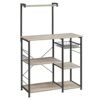 Vasagle Baker's rack med hylder, mikrobølgestativ med trådkurv, 6 s-hooks, køkkenhylde, værktøjsopbevaring til krydderier, gryder og pander, greige og sorte KKS035B02