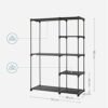 Songmics Fritstående garderobe, sammenfoldeligt skab, frakkeholder med tøjskinner, tøjstativ, åben opbevaring garderobe, opbevaringsarrangør, cloakroom, soveværelse, undersøgelse 112 x 43 x 165 cm, sort ryg24bk - Billede 4
