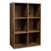 6-kub reol, opbevaringsenhed, displaystativ til pyntegjenstander, 65,5 x 30 x 97,5 cm, rustik brun
