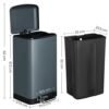Songmics Rubbish Bin, 30 L Kitchen Bin, Steel Pedal Bin With Inner Bucket and Lid, Soft Closure, Odor Seal til Kitchen, Living Room, Smoky Grey LTB01Gs - Billede 5