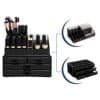 Sort makeup organizer med flere rum til børstepalette, neglelak og læbestifter.