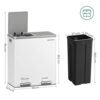 Songmics dobbelt skraldespand, 2 x 30 L dobbelt-komplement køkken - Billede 4