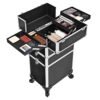 Songmics 4-i-1 Professional Makeup Case, Låsbar makeup-opbevaring med koder, sort - Billede 3