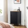 Songmics Storage Cabinet, Floor Cabinet med dør, skænk med justerbar hylde, stålramme, rumbesparende, industriel stil, rustik brun og sort LSC101B01 - Billede 7