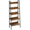 Stilfuld stigehylde med 5 hylder i industriel design.