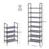 Songmics 4-lags sko rack, sæt med 2 skoopbevaringsarrangør med metalramme, ikke-vævet stoflag, til gang, soveværelse, stue, 45 x 28 x 80 cm, grå LSR044G02 - Billede 6