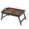 Songmics Bed Tray Bord med bambusfoldningsben, morgenmadsbakke til sofa, seng, servering af snackbakke med rille til telefon tablet, bærbar skrivebord, rustik mørkebrun LLD111B01 - Billede 5