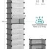 Songmics Interlocking Shoe Rack, rektangulær opbevaringsarrangør, 10 slot modulær DIY -opbevaringshylde, 40 x 30 x 17 cm for hver slot, plastgarderobe med døre, grå LPC010G01 - Billede 7