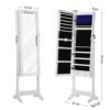 Songmics førte smykkeskab, spejlet armoire, låsbar smykker arrangør med 2 skuffer, hvid - Billede 6