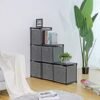 Stigeopbevaringsenhed, 6 Kuber med 6 Opbevaringsskuffer, Gør-det-selv-garderobeorganisator, Multifunktionel med Modulopbygget Design, Robust Metalramme, Inkluderer Gummihaller, 105 X 30 X 105 Cm, Sort - Billede 2