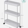 Songmics 3-lags opbevaringsvogn, køkkenvogn på hjul, smal trolley til køkken badeværelse kontor eller små rum, 42 x 13,5 x 61 cm, hvid KSC007W01 - Billede 5