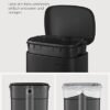 SONGMICS køkkenspand 30L, med pedal, soft-close låg, stål, sort - Billede 5