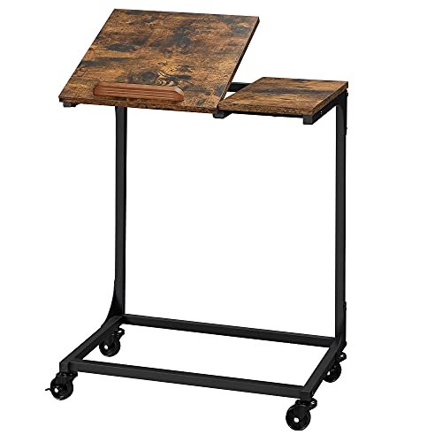 Vasagle sofabord, sidebord med vippetop, stålramme, rustik brun og sort 1 sidebord