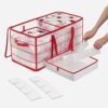 Songmics Christmas Ornament Storage Box, Storage Cube Bin til julepynt, 128 Box Places, Modular Divere, 67 X 34 x 34 cm, semi-gennemsigtig og rød RFB029T01 - Billede 6