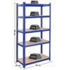 Songmics-hylderenhed, 5-lags kraftig opbevaringsstativ med justerbare hylder, max. Belastning 875 kg (175 kg pr. Tier), til garage, skur, kælder, 180 x 90 x 40 cm, blå GLR40Q - Billede 3