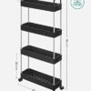 Songmics Storage Trolley, Slim Trolley, 4-lags køkkenopbevaringsvogn, smal gap badeværelse vogn med hjul og håndtag, 40 x 13 x 93 cm, sort KSC018B01 - Billede 5