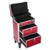 Songmics Travel Accessories Rolling Trolley Cosmetic Case ABS Rød 34 x 27 x 57 cm - Billede 3