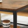 Vasagle sofabord, stuebord med tæt meshhylde, stor opbevaringsplads, tebord, let samling, stabilt, industrielt design, rustik brun LCT64X - Billede 6