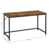 Vasagle Slim Kontorbord 140 x 60 x 75,7 cm, Enkel montering, Stål, Vintage Brun/Sort - Billede 3