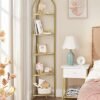 Vasagle Corner Shelf Stand, 5 -lags hjørne boghylde, tempereret glashylder, moderne stil, plantestativ med stålramme til stue, soveværelse, køkken, badeværelse, gylden farve ulgt810a01 - Billede 6