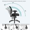 Songmics OBN52BK Kontorstol, ergonomisk drejestol, mesh -skrivebord, justerbar stolhøjde, ryglæn, 3 justeringshåndtag, lumbale support og justerbart armlæn, lavet af PU - Billede 4