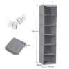 Songmics hængende opbevaring med 6 hylder garderobe skab arrangør + 2 klip, grå 30 x 30 x 130 cm (W x D X H) RCH06G - Billede 6
