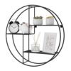 Songmics Industrial Metal Wall hylde, rund flydende hylde med 3 metalnetpaneler, med 2 skruer, 55 dia. X 12 cm, til stue, kontor, køkken, dekoration, sort LFS01BK - Billede 6