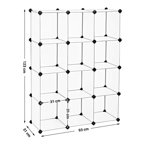 Songmics skabskabet, reol, opbevaringsenhed, sammenlåsning af plastiske terninger, let at samle, til stue, skab, soveværelse, kontor, inkluderer gummihaller, hvid LPC34L 5 Songmics skabskabet, reol, opbevaringsenhed, sammenlåsning af plastiske terninger, let at samle, til stue, skab, soveværelse, kontor, inkluderer gummihaller, hvid LPC34L - Billede 5