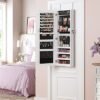 Songmics Jewelery Cabinet Armoire, låsbar vægmonteret opbevarings arrangørenhed, hvid - Billede 2