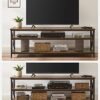 Vasagle TV Stand, TV-konsol til op til 65-tommer TV'er, opbevarings hylder, rustik brun og sort - Billede 4