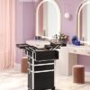 Songmics Makeup Case, 4-in-1 Travel Beauty Trolley, låsbar rullende makeup-sag, sort - Billede 2