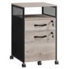 Låsbar arkivskab Office Cabinet med skuffer, universelle hjul, åbent rum, stålramme, grå sort