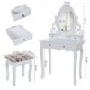 Songmics Princess Dressing Table Stool Set og 360 graders drejelig spejl makeup desk 4 skuffer forfængelighed møbler let at samle soveværelse hvid RDT04W - Billede 3