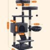 Feandrea Cat Tree, Cat Tower 142 cm, Cat Activity Center, Smoky Grey - Billede 7