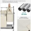 Songmics rullende vaskeri Sorter, vaskeri med 4 aftagelige poser, vaskeri hæmmer, vaskeri, til vaskerum, soveværelse, badeværelse, 4 x 35L, beige LSF005s - Billede 7