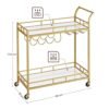 Serveringsvogn Trolley Glasholder 2 Spejlglashylder Bar Trolley Vinvogn Køkken Spisestue Bar Guld - Billede 2