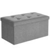 Songmics LSF001G02 Bench med opbevaringsplads, bryst, sammenfoldelig, 76 x 38 x 38 cm, imiteret linned, til soveværelse, hall, stue, lysegrå